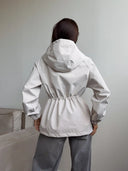 Eleni | Hooded Utility Jacket – Casual Drawstring Waist Long Sleeve Pockets