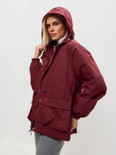 Eleni | Hooded Utility Jacket – Casual Drawstring Waist Long Sleeve Pockets