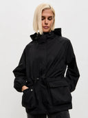 Eleni | Hooded Utility Jacket – Casual Drawstring Waist Long Sleeve Pockets