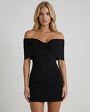 Elisa | Bow Mini Dress – Party Off Shoulder Sweetheart Neck Draped Front