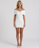 Elisa | Bow Mini Dress – Party Off Shoulder Sweetheart Neck Draped Front