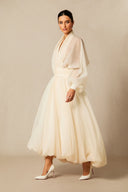 Ellery | Puff Sleeve Maxi Dress – Deep V Neck Gathered Waist Wedding Guest