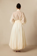 Ellery | Puff Sleeve Maxi Dress – Deep V Neck Gathered Waist Wedding Guest