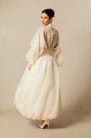 Ellery | Puff Sleeve Maxi Dress – Deep V Neck Gathered Waist Wedding Guest