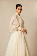 Ellery | Puff Sleeve Maxi Dress – Deep V Neck Gathered Waist Wedding Guest