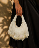Ellie | Pearl Fringe Handbag – Evening Top Handle Beaded Tassel Trim