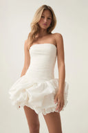 Elora | Strapless Ruched Mini – Bubble Skirt Puff Hem Party Cocktail Dress