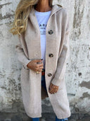 Elowen | Long Ribbed Knit Cardigan – Hooded Button Front Pocket Casual