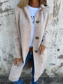 Elowen | Long Ribbed Knit Cardigan – Hooded Button Front Pocket Casual