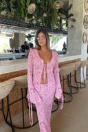 Elowyn | Summer Two Piece Set – Tie Front Flare Sleeve Top Maxi Skirt Co-ord