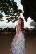 Emberly | Floral Spaghetti Strap Maxi – Corset Bodice Ruffle Skirt Wedding Guest Dress