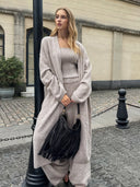 Ensley | Three Piece Knit Set – Lounge Square Neck Cardigan Wide Leg Pants