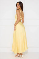 Erica | Pleated Maxi – Deep V Neck Sleeveless Cut Out Wedding Guest Dress