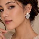 Estefania | Faux Pearl Stud Earrings – Evening Crystal Fan Statement Drop Pair