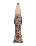 Estelle | Leopard Print High Neck Maxi – Sleeveless Ruched Bodycon Evening Dress