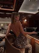 Estelle | Leopard Print High Neck Maxi – Sleeveless Ruched Bodycon Evening Dress