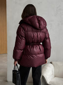 Esther | Quilted Puffer Jacket – Hooded Drawstring Waist Snap Front