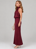 Eudora | Draped Solid Midi Dress – Wedding Guest High Neck Sleeveless Halter
