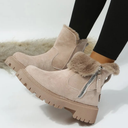 Evangeline | Ankle Winter Boots – Casual Side Zip Lug Sole Plush Cuff
