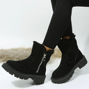 Evangeline | Ankle Winter Boots – Casual Side Zip Lug Sole Plush Cuff