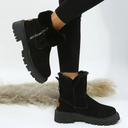 Evangeline | Ankle Winter Boots – Casual Side Zip Lug Sole Plush Cuff