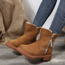 Evangeline | Ankle Winter Boots – Casual Side Zip Lug Sole Plush Cuff