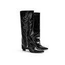 Evania | Buckle Knee High Boots – Casual Pointed Toe Side Zip Low Block Heel