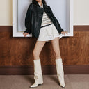 Evania | Buckle Knee High Boots – Casual Pointed Toe Side Zip Low Block Heel