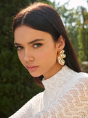 Evelyn | Gold Tulip Petal Stud Earrings – 3D Floral Cluster Statement Jewellery