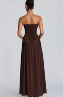 Everleigh | Ruched Maxi Dress – Evening Strapless Plunge Neck Drop Waist