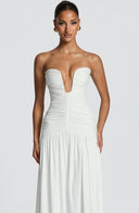 Everleigh | Ruched Maxi Dress – Evening Strapless Plunge Neck Drop Waist
