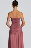 Everleigh | Ruched Maxi Dress – Evening Strapless Plunge Neck Drop Waist