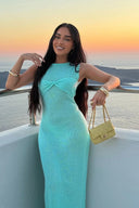 Everly | Knit Maxi – Crew Neck Sleeveless Panelled Bodycon Evening Dress