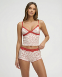 Fabiana | Heart Print Pajama Set – Sleepwear V Neck Lace Trim Spaghetti Straps