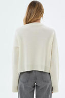 Fern | Solid Knit Sweater – Casual Crew Neck Raglan Long Sleeve Ribbed Trim