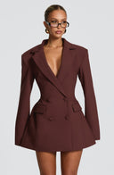 Finley | Double Breasted Mini Dress – Blazer Lapel Long Sleeve Button Front