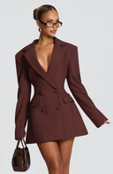 Finley | Double Breasted Mini Dress – Blazer Lapel Long Sleeve Button Front