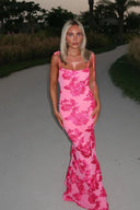 Fiona | Floral Lace Maxi – Scoop Neck Tie Strap Body-Con Summer Evening Dress