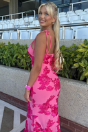Fiona | Floral Lace Maxi – Scoop Neck Tie Strap Body-Con Summer Evening Dress