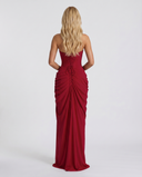 Freyja | Ruched Maxi Dress – Evening Strapless Draped Front High Slit