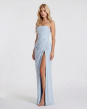 Freyja | Ruched Maxi Dress – Evening Strapless Draped Front High Slit