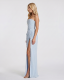 Freyja | Ruched Maxi Dress – Evening Strapless Draped Front High Slit