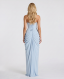 Freyja | Ruched Maxi Dress – Evening Strapless Draped Front High Slit