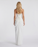 Freyja | Ruched Maxi Dress – Evening Strapless Draped Front High Slit