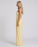 Freyja | Ruched Maxi Dress – Evening Strapless Draped Front High Slit