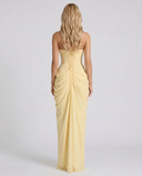 Freyja | Ruched Maxi Dress – Evening Strapless Draped Front High Slit