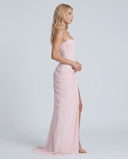 Freyja | Ruched Maxi Dress – Evening Strapless Draped Front High Slit