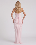 Freyja | Ruched Maxi Dress – Evening Strapless Draped Front High Slit