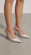 Frida | Jacquard Slingback Pumps – Pointed Toe Stiletto Evening Shoes