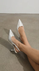 Frida | Jacquard Slingback Pumps – Pointed Toe Stiletto Evening Shoes